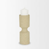 Mercana Akira Small Textured Beige Metal Pillar Candle Holder
