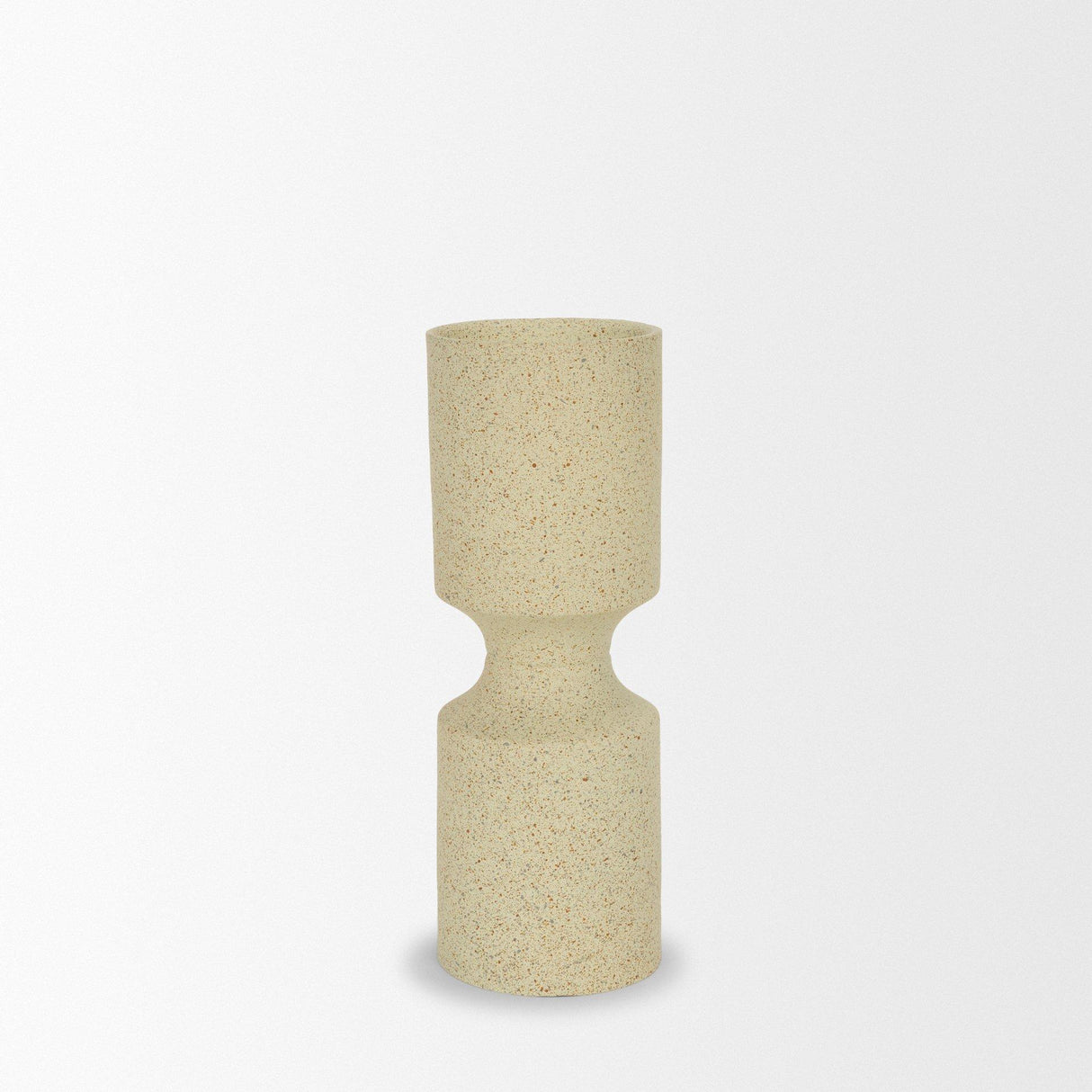 Mercana Akira Small Textured Beige Metal Pillar Candle Holder