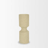 Mercana Akira Small Textured Beige Metal Pillar Candle Holder