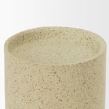 Mercana Akira Small Textured Beige Metal Pillar Candle Holder