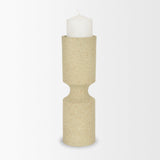 Mercana Akira Large Textured Beige Metal Pillar Candle Holder