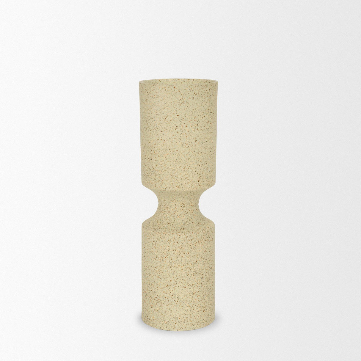 Mercana Akira Large Textured Beige Metal Pillar Candle Holder