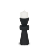 Mercana Odilia Small Smooth Matte Black Metal Geometric Pillar Candle Holder