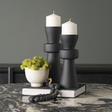 Mercana Odilia Small Smooth Matte Black Metal Geometric Pillar Candle Holder