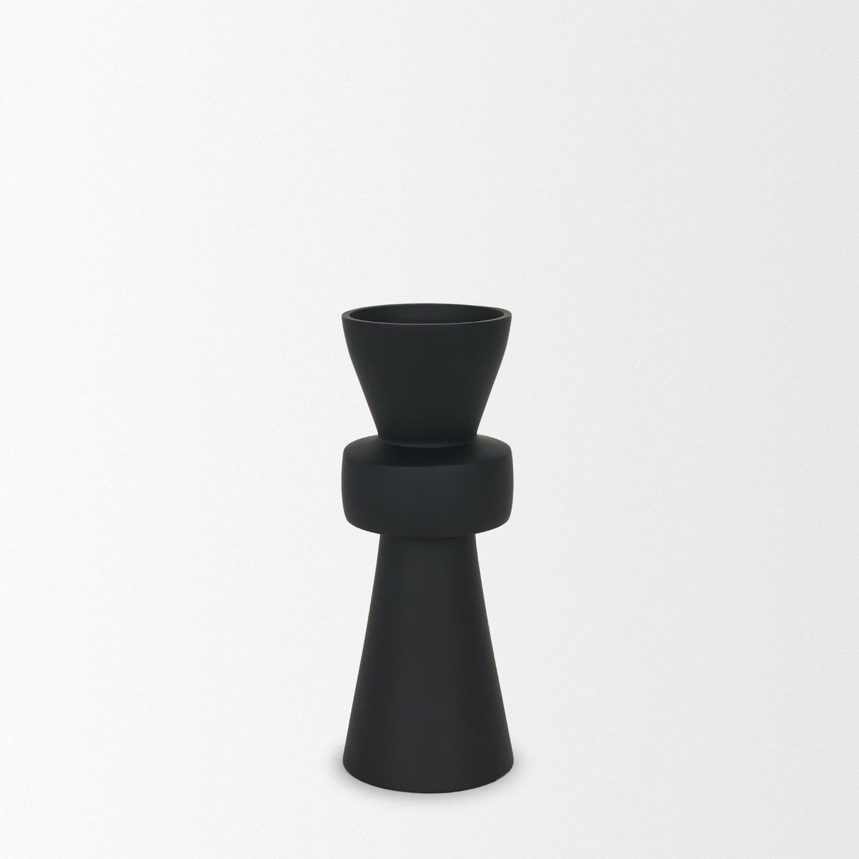 Mercana Odilia Small Smooth Matte Black Metal Geometric Pillar Candle Holder