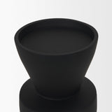 Mercana Odilia Small Smooth Matte Black Metal Geometric Pillar Candle Holder