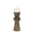 Mercana Odilia Small Textured Antiqued Gold Metal Geometric Pillar Candle Holder