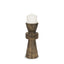 Mercana Odilia Small Textured Antiqued Gold Metal Geometric Pillar Candle Holder