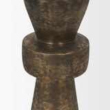 Mercana Odilia Small Textured Antiqued Gold Metal Geometric Pillar Candle Holder