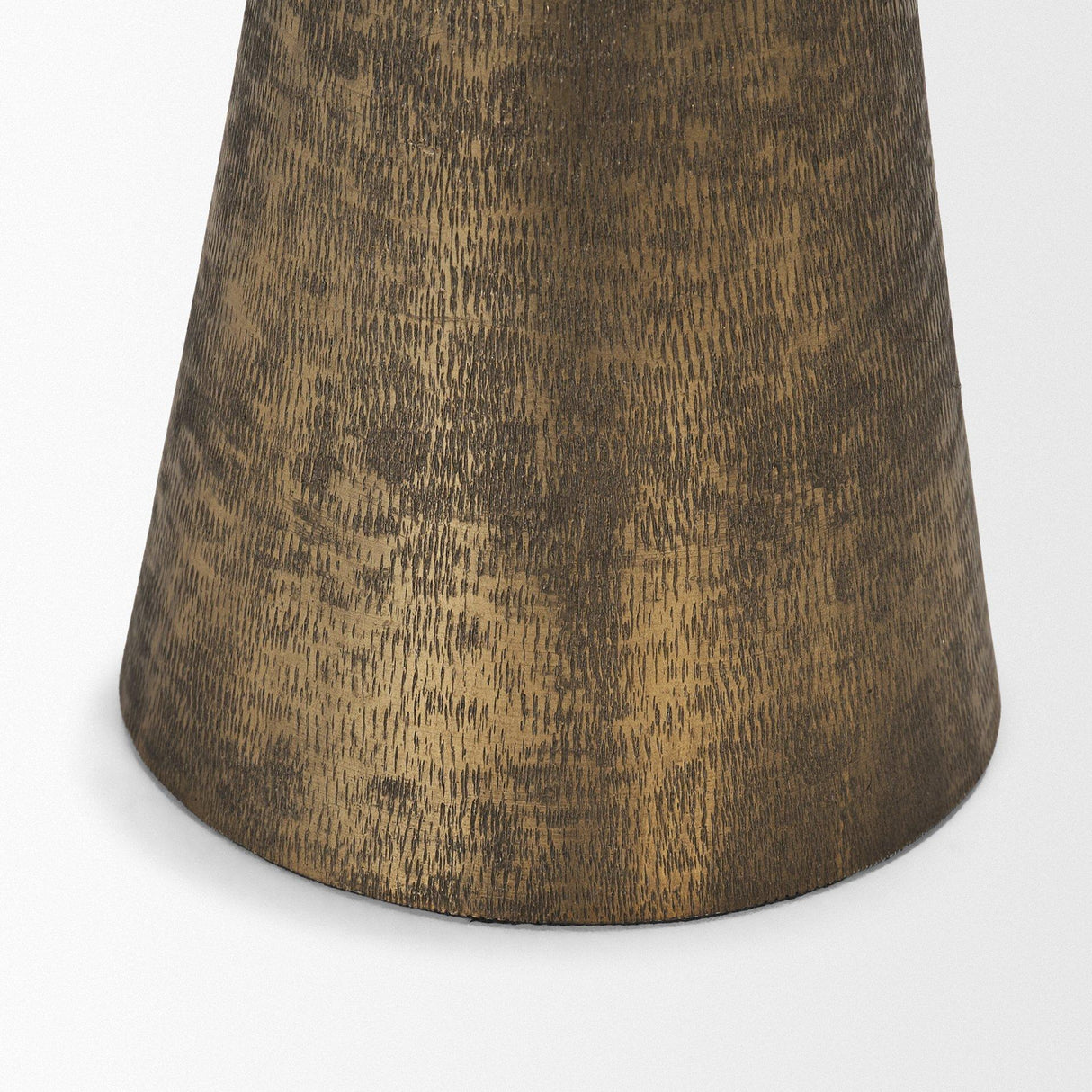 Mercana Odilia Small Textured Antiqued Gold Metal Geometric Pillar Candle Holder