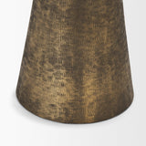 Mercana Odilia Small Textured Antiqued Gold Metal Geometric Pillar Candle Holder