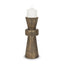 Mercana Odilia Large Textured Antiqued Gold Metal Geometric Pillar Candle Holder