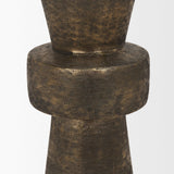 Mercana Odilia Large Textured Antiqued Gold Metal Geometric Pillar Candle Holder