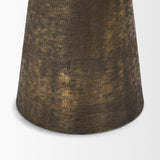 Mercana Odilia Large Textured Antiqued Gold Metal Geometric Pillar Candle Holder