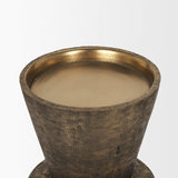 Mercana Odilia Large Textured Antiqued Gold Metal Geometric Pillar Candle Holder