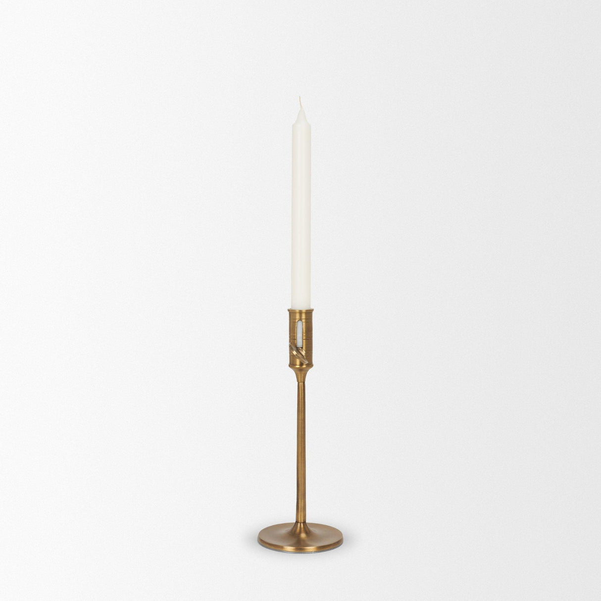 Mercana Chantria Small Solid Natural Brass Adjustable Taper Candle Holder