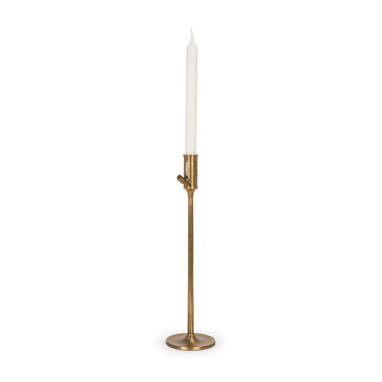 Mercana Chantria Large Solid Natural Brass Adjustable Taper Candle Holder