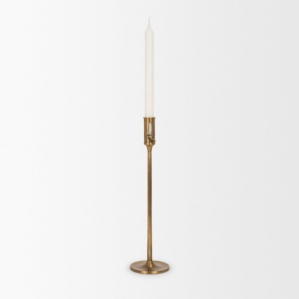 Mercana Chantria Large Solid Natural Brass Adjustable Taper Candle Holder