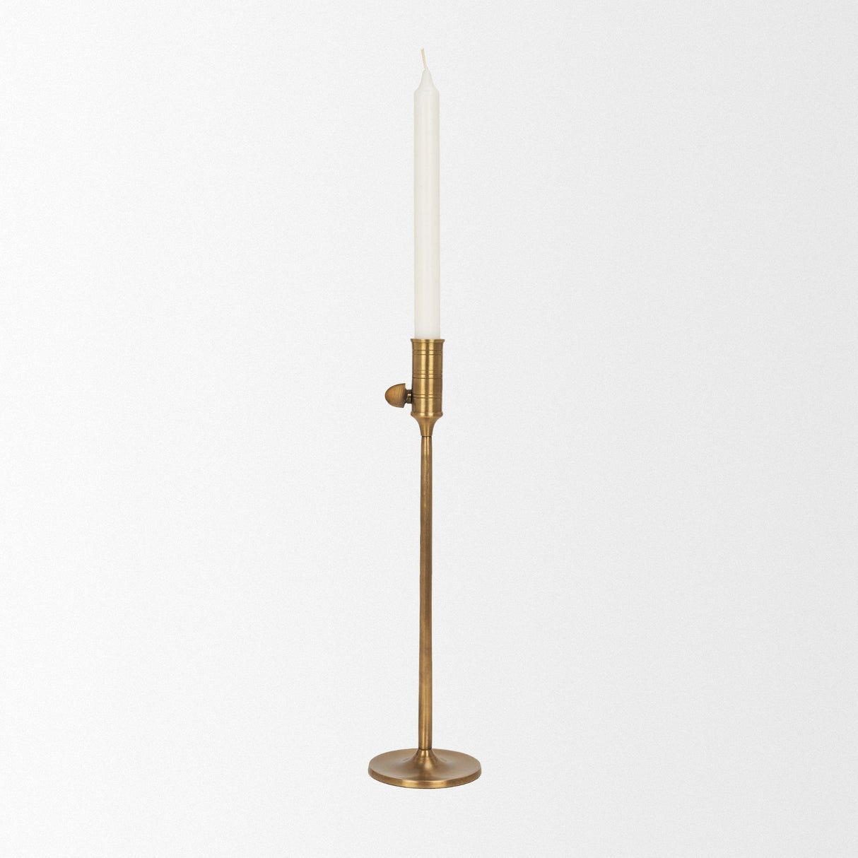 Mercana Chantria Large Solid Natural Brass Adjustable Taper Candle Holder