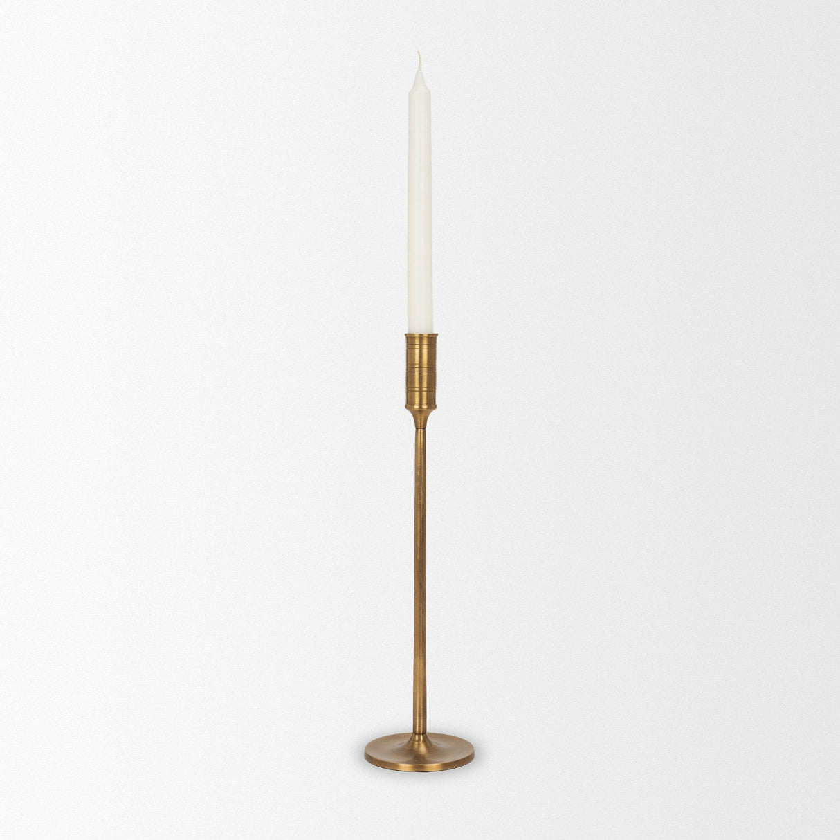 Mercana Chantria Large Solid Natural Brass Adjustable Taper Candle Holder