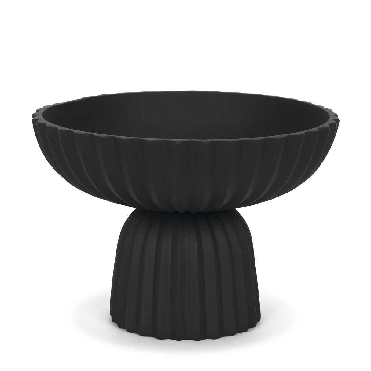 Mercana Ciaran Smooth Fluted Matte Black Metal Decorative Bowl