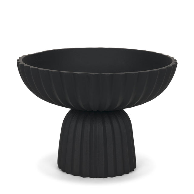 Mercana Ciaran Smooth Fluted Matte Black Metal Decorative Bowl