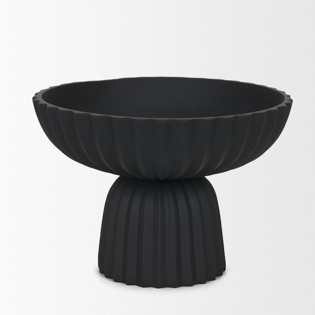 Mercana Ciaran Smooth Fluted Matte Black Metal Decorative Bowl