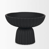 Mercana Ciaran Smooth Fluted Matte Black Metal Decorative Bowl