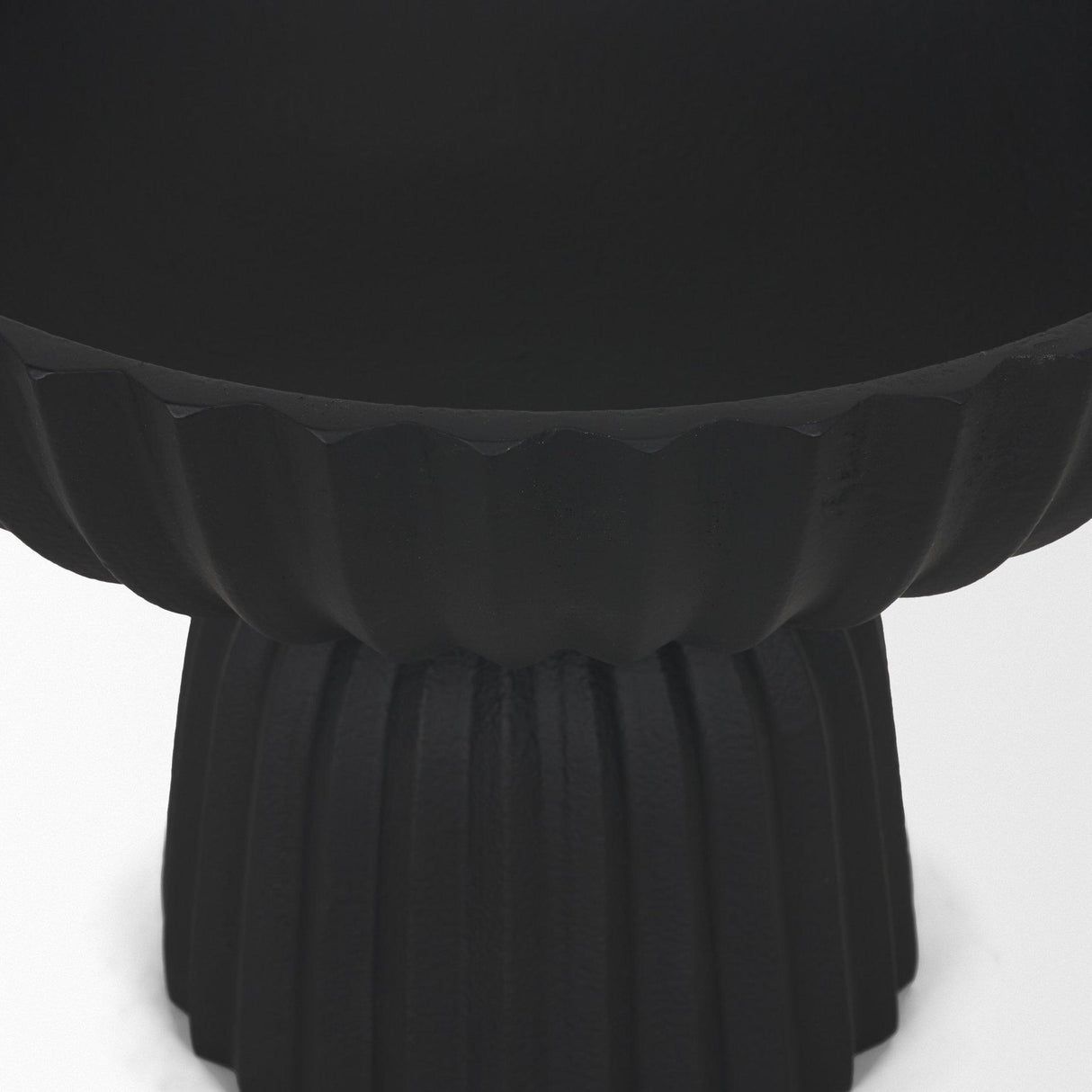 Mercana Ciaran Smooth Fluted Matte Black Metal Decorative Bowl