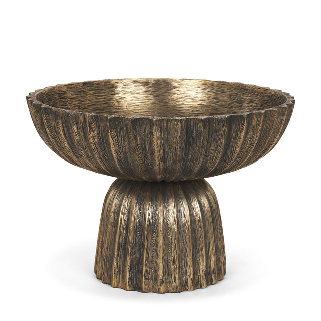 Mercana Ciaran Fluted Textured Antiqued Gold Metal Decorative Bowl
