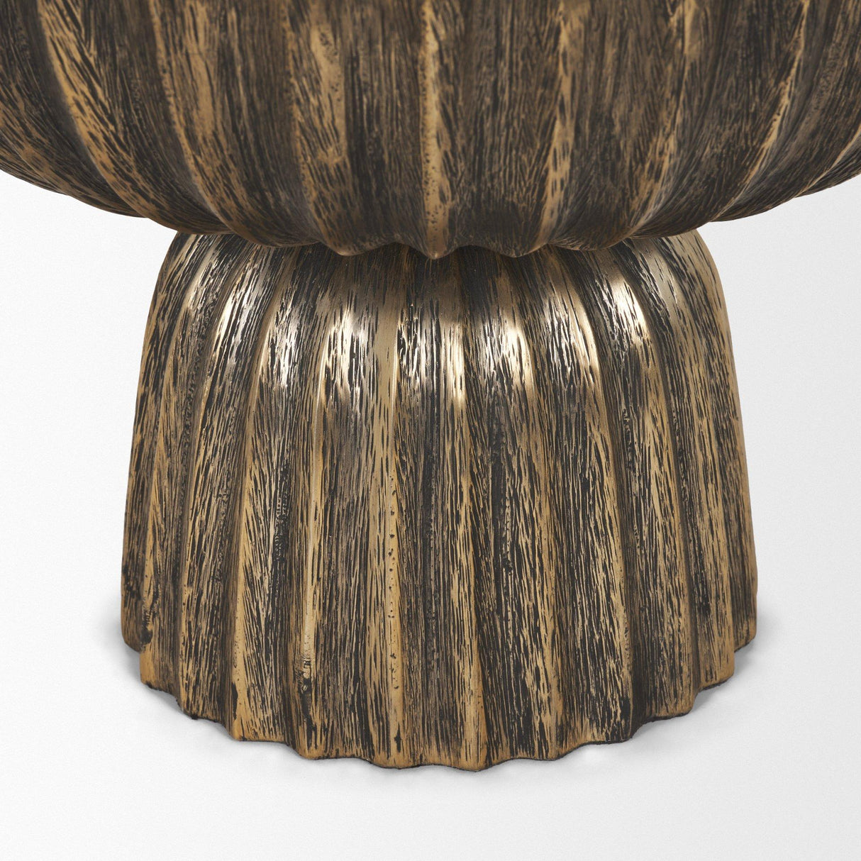 Mercana Ciaran Fluted Textured Antiqued Gold Metal Decorative Bowl