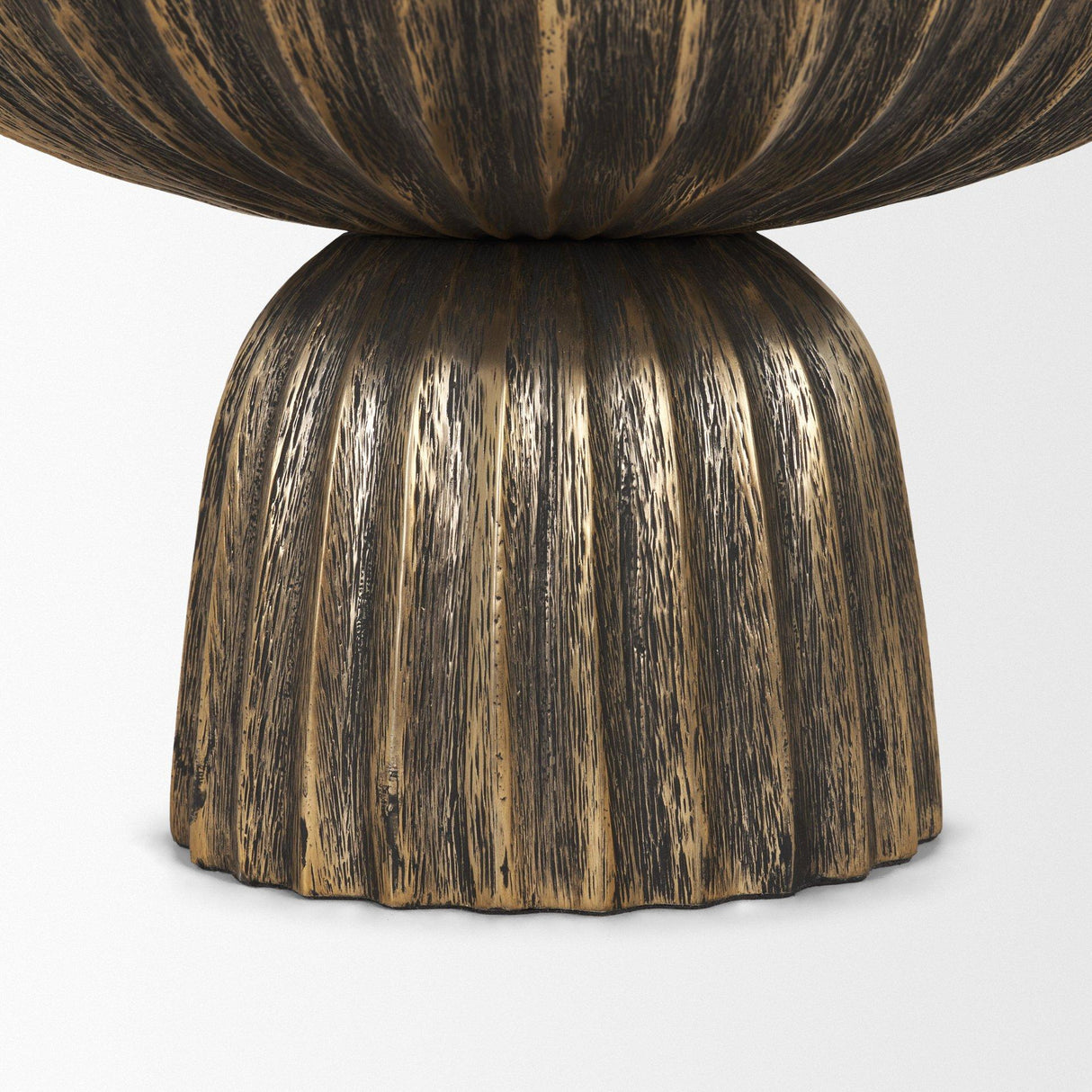 Mercana Ciaran Fluted Textured Antiqued Gold Metal Decorative Bowl