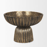 Mercana Ciaran Fluted Textured Antiqued Gold Metal Decorative Bowl