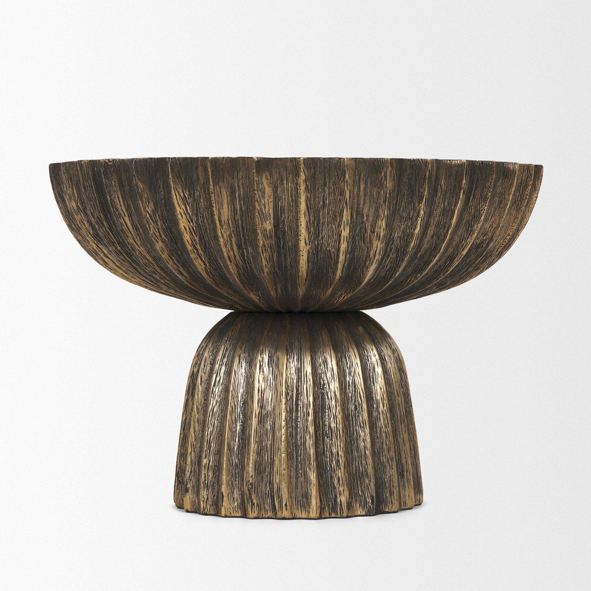 Mercana Ciaran Fluted Textured Antiqued Gold Metal Decorative Bowl