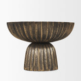 Mercana Ciaran Fluted Textured Antiqued Gold Metal Decorative Bowl