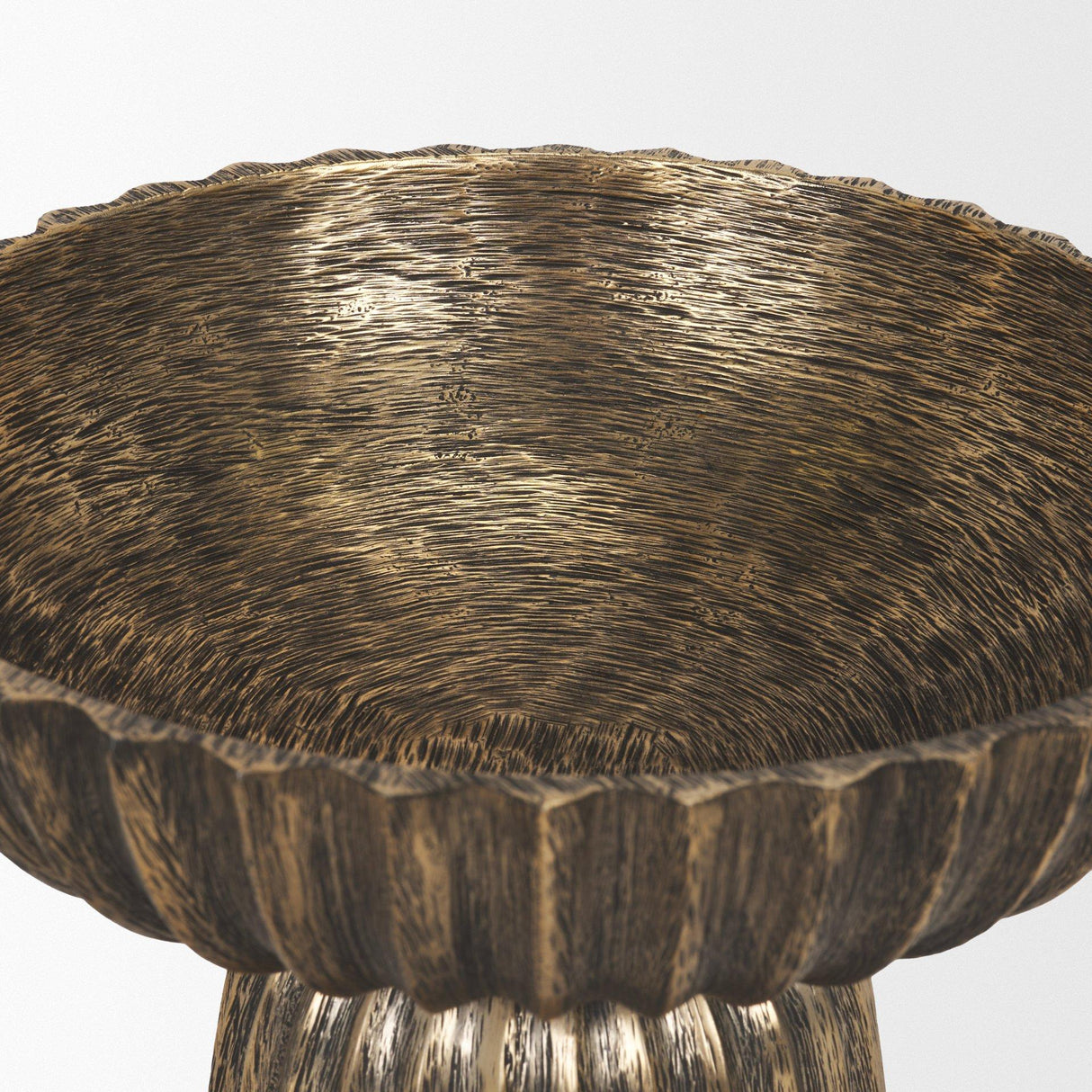 Mercana Ciaran Fluted Textured Antiqued Gold Metal Decorative Bowl