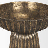 Mercana Ciaran Fluted Textured Antiqued Gold Metal Decorative Bowl