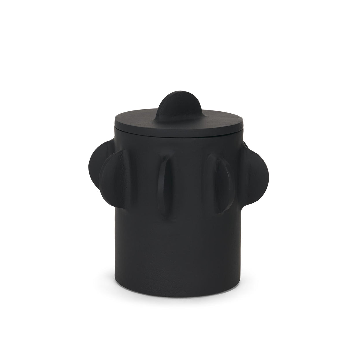 Mercana Deacon Small Matte Black Metal Canister with Sculptural Handles