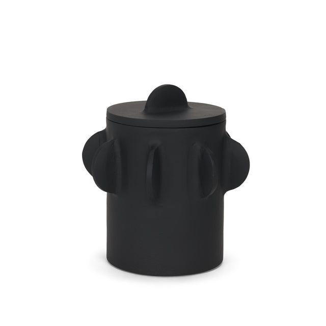 Mercana Deacon Small Matte Black Metal Canister with Sculptural Handles