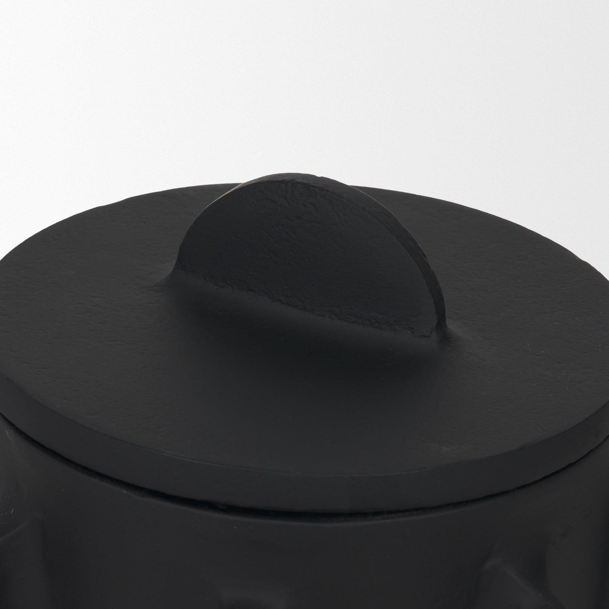 Mercana Deacon Small Matte Black Metal Canister with Sculptural Handles