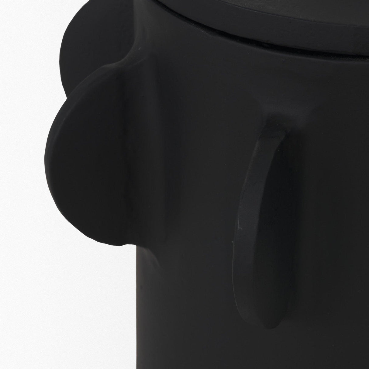 Mercana Deacon Small Matte Black Metal Canister with Sculptural Handles