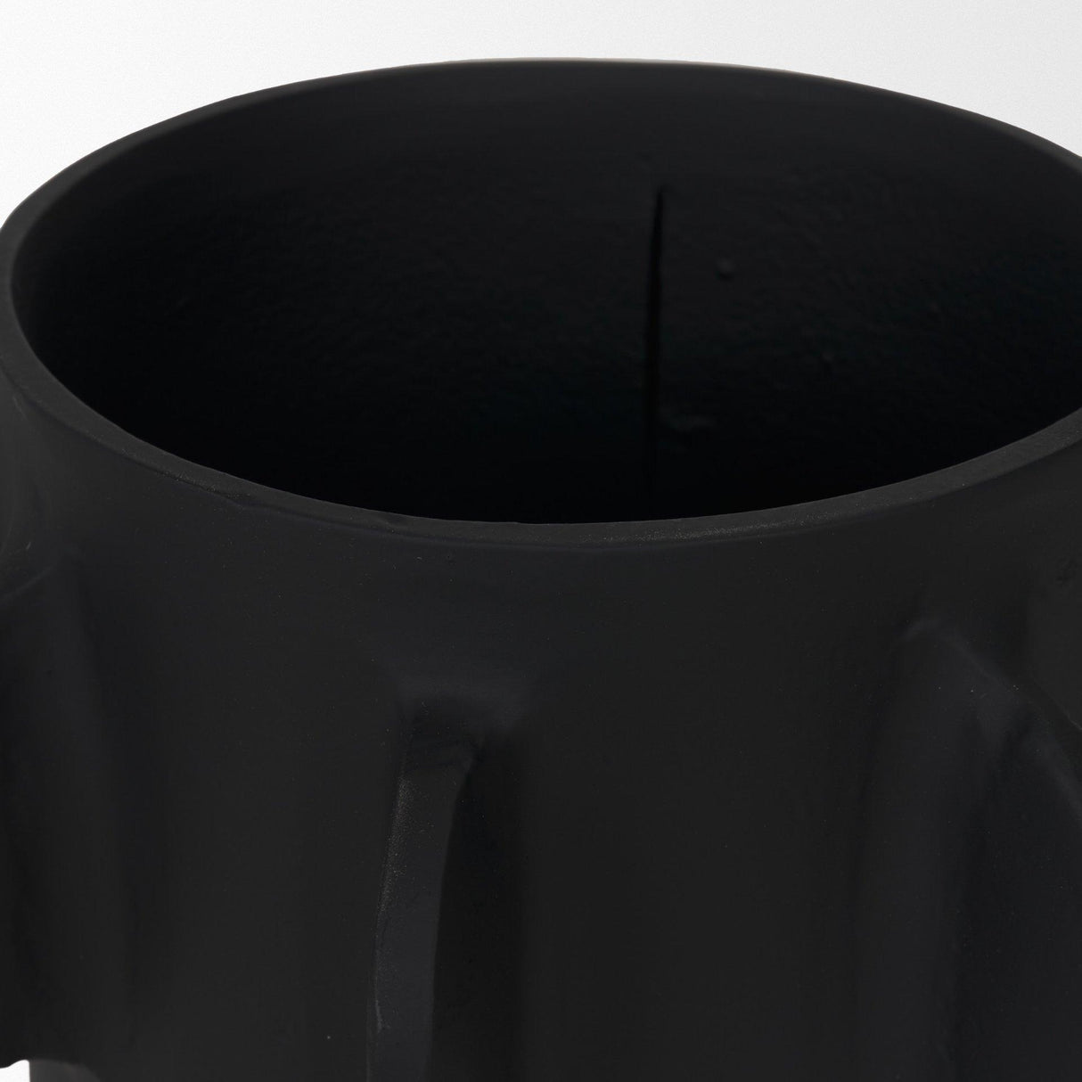 Mercana Deacon Small Matte Black Metal Canister with Sculptural Handles