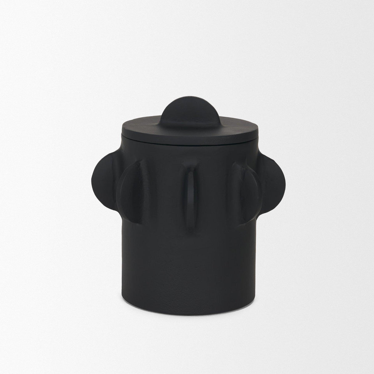 Mercana Deacon Small Matte Black Metal Canister with Sculptural Handles