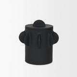 Mercana Deacon Small Matte Black Metal Canister with Sculptural Handles