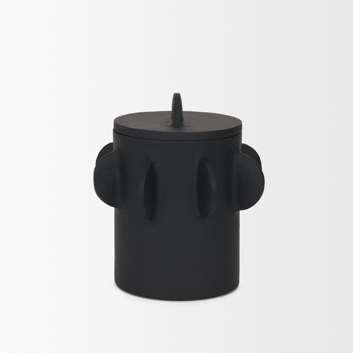 Mercana Deacon Small Matte Black Metal Canister with Sculptural Handles