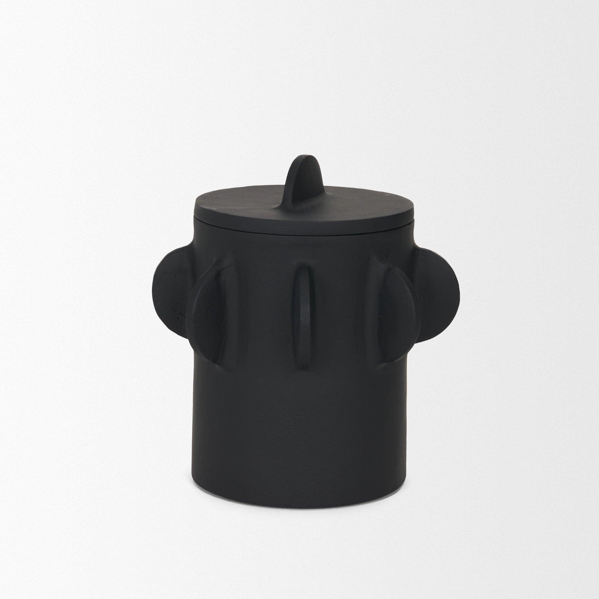 Mercana Deacon Small Matte Black Metal Canister with Sculptural Handles