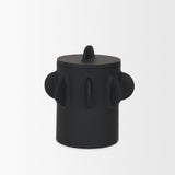 Mercana Deacon Small Matte Black Metal Canister with Sculptural Handles
