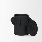Mercana Deacon Small Matte Black Metal Canister with Sculptural Handles