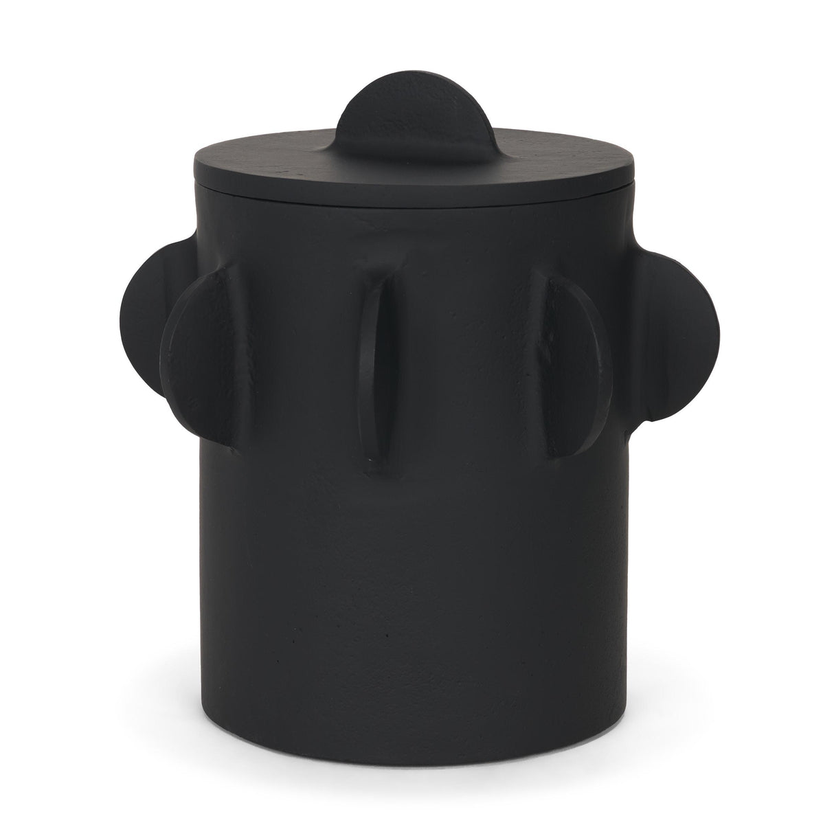 Mercana Deacon Large Matte Black Metal Canister with Sculptural Handles
