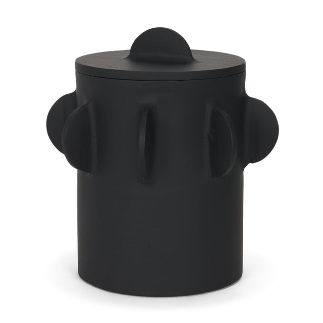 Mercana Deacon Large Matte Black Metal Canister with Sculptural Handles